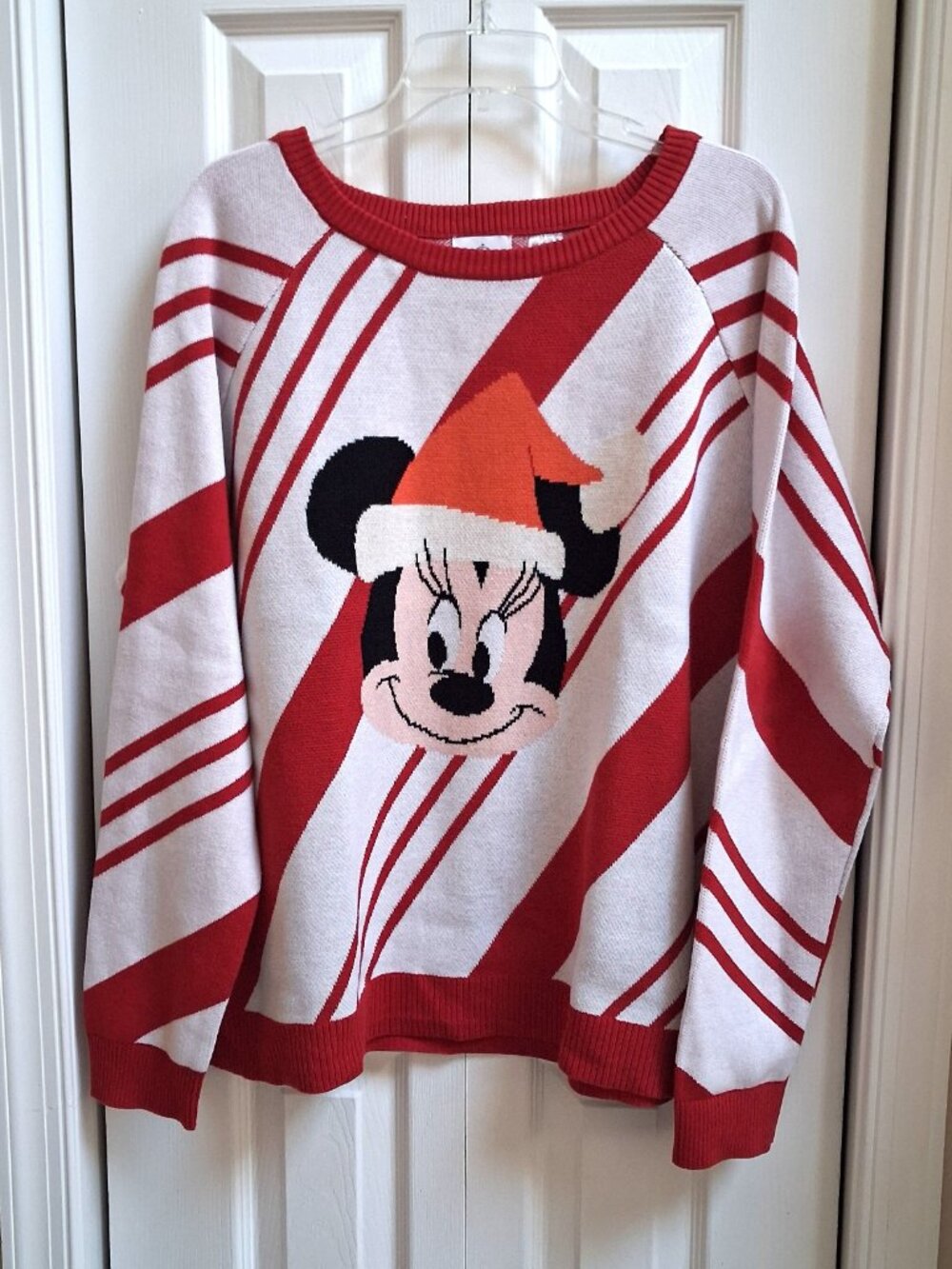 Disney Minnie Mouse Christmas Candy Cane Sweater sz XL